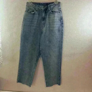 Nasty Gal Denim High Waisted Tapered Mom Jeans 6 Light Blue Wash